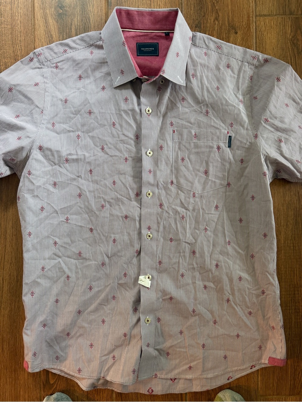 7 diamonds Red Patterned Short-Sleeve Shirt / men’s large